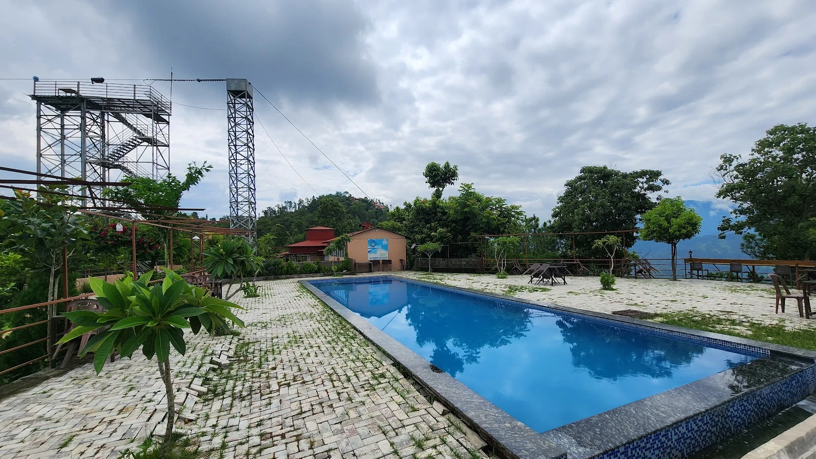 Swimming pool at Durbar Adventure Zipline Resort in Bidur, Nuwakot.