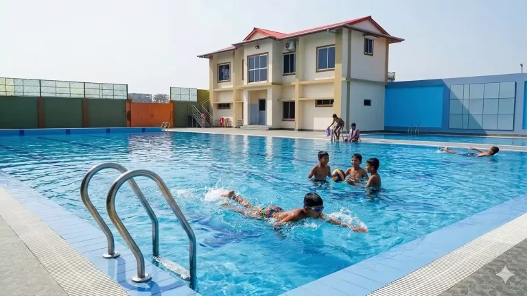 Swimming pool at Everest Secondary School in Biratnagar, Morang.